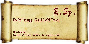 Rónay Szilárd névjegykártya